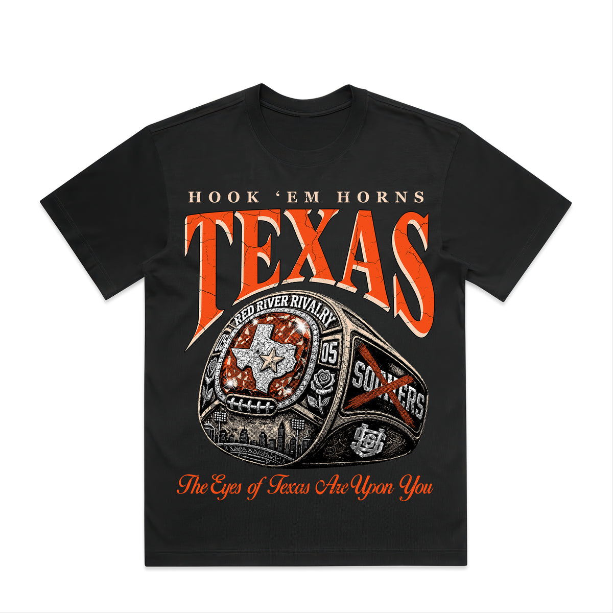 Texas Red River tee Black front