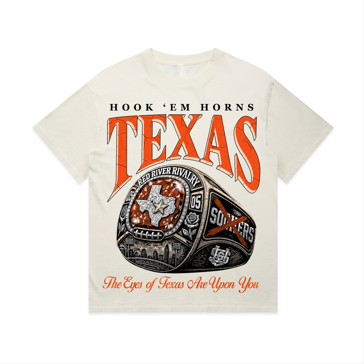 Texas Red River tee Cream front
